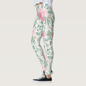 Elegante Blume Weiß Rosa Wasserfarben Leggings (Links)