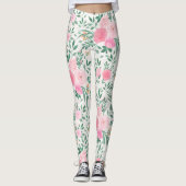Elegante Blume Weiß Rosa Wasserfarben Leggings (Vorderseite)