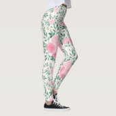 Elegante Blume Weiß Rosa Wasserfarben Leggings (Rechts)