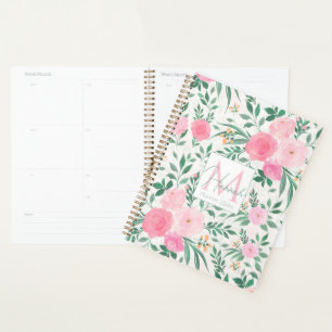 Elegante Blume Weiß Rosa Wasserfarben Planer