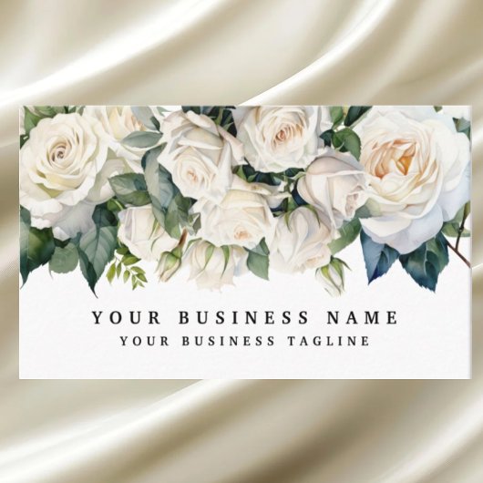 Elegante Blume Weiße Rosen Visitenkarte