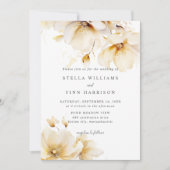 Elegante Blume Weißgelbe Hochzeit Einladung (Vorderseite)