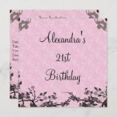 Elegante Blume zum 21. Geburtstag Einladung (Vorne/Hinten)