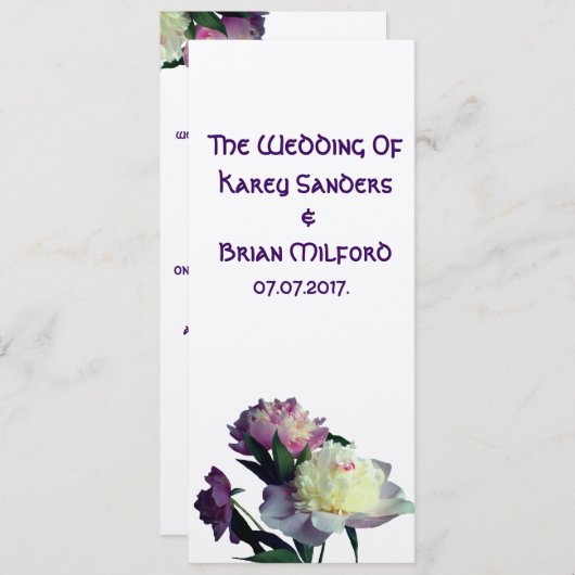 Elegante Blume zur Einladung von Peony (Vorne/Hinten)