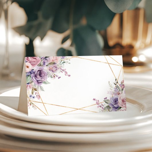 Elegante Blume zur Rose Lila & blau Hochzeit Platzkarte