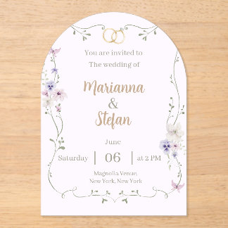 Elegante Blumen-Acrylblatt-Hochzeitseinladung zum Acryleinladungen