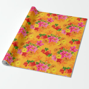 Elegante Blumen auf Orange Geschenkpapier