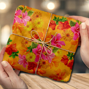 Elegante Blumen auf Orange Seidenpapier