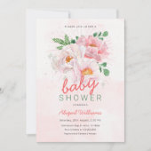 Elegante Blumen-Baby-Dusche mit rosa Peonies Einladung (Vorderseite)