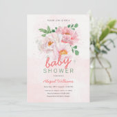 Elegante Blumen-Baby-Dusche mit rosa Peonies Einladung (Stehend Vorderseite)