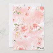 Elegante Blumen-Baby-Dusche - Rosa und Gold Einladung (Rückseite)