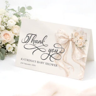Elegante Blumen-Baby-Shower-Dankeskarten mit Schle Dankeskarte