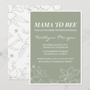 Elegante Blumen-Baby-Shower-Einladungen für Bienen Einladung