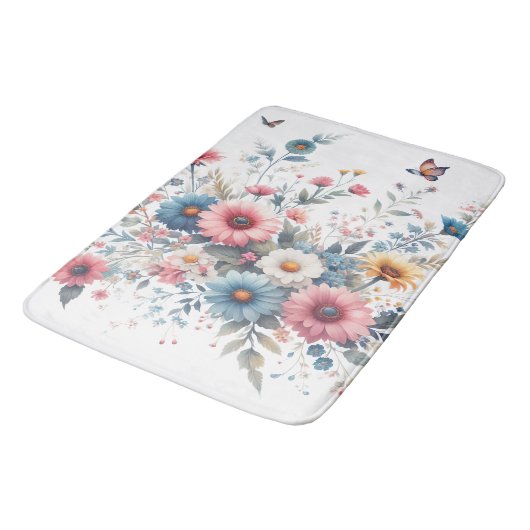 Elegante Blumen Badematte (Schrägansicht)
