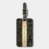 Elegante Blumen Blau & Gold mit Monogramm personal Gepäckanhänger (Vorderseite vertikal)