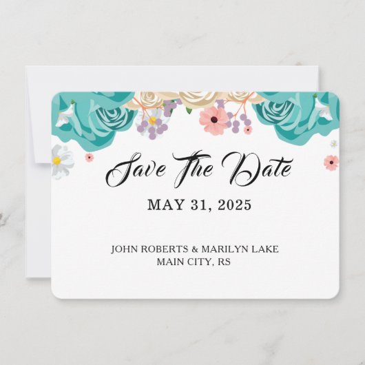 Elegante Blumen Botanische Hochzeit nach Maß Save The Date (Vorderseite)