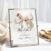 Elegante Blumen Bow Baby Dusche Willkommen Poster