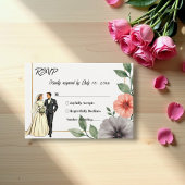 Elegante Blumen Bridge und Groom Chic Wedding RSVP Karte