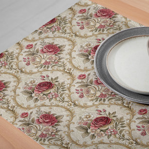 Elegante Blumen-Damaskettisch-Runner Großer Tischläufer