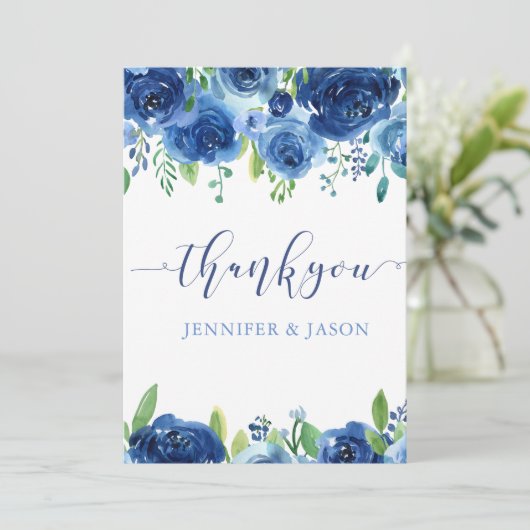 Elegante Blumen Dankeskarte (Stehend Vorderseite)