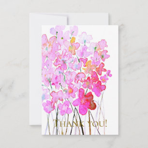 Elegante Blumen-Dankeskarten, rosa & lila  Dankeskarte