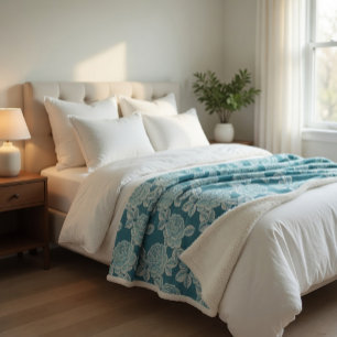 Elegante Blumen-Decke mit vintage Charme Sherpadecke