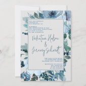 Elegante Blumen Dusty Blumen Hochzeit Einladung (Vorderseite)