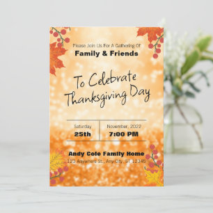 Elegante Blumen-Editierbare Thanksgiving-Einladung Feiertagskarte