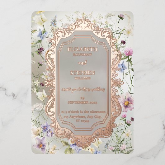 Elegante Blumen Einladung (Vorderseite)