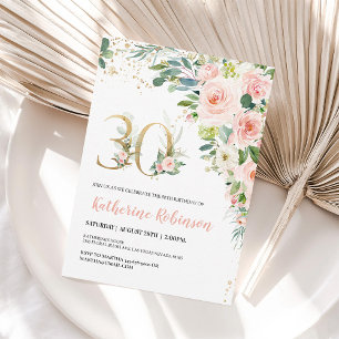 Elegante Blumen-Einladung zum 30. Geburtstag für S Einladung