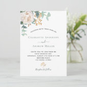 Elegante Blumen Eukalyptus-Grün Moderne Hochzeit Einladung (Stehend Vorderseite)