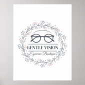 Elegante Blumen-Fassungsbrille Kunst Poster (Vorne)