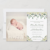 Elegante Blumen & Foto Katholische Taufe Einladung (Vorderseite)