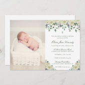 Elegante Blumen & Foto Katholische Taufe Einladung (Vorne/Hinten)