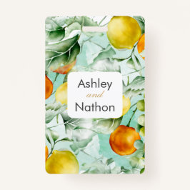 Elegante Blumen & Früchte Wasserfarben Hochzeit im Ausweis