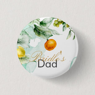 Elegante Blumen & Früchte Wasserfarben Hochzeit im Button