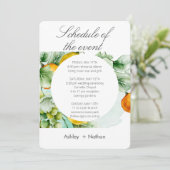 Elegante Blumen & Früchte Wasserfarben Hochzeit im Einladung (Stehend Vorderseite)