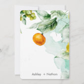Elegante Blumen & Früchte Wasserfarben Hochzeit im Einladung (Rückseite)