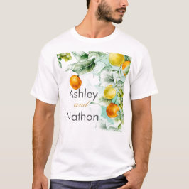 Elegante Blumen & Früchte Wasserfarben Hochzeit im T-Shirt