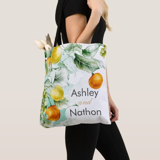 Elegante Blumen & Früchte Wasserfarben Hochzeit im Tasche (Von Nahem)