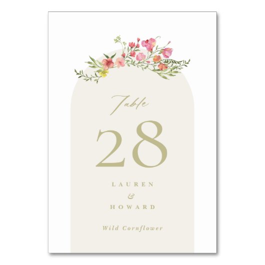 Elegante Blumen Frühjahrsgarten Hochzeit Tischnummer (Rückseite)