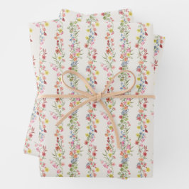 Elegante Blumen Geschenkpapier Set