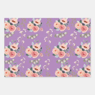 Elegante Blumen Geschenkpapier Set