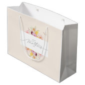 Elegante Blumen-Geschenktasche zum Muttertag Große Geschenktüte (Rückseite Schrägansicht)