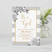 Elegante Blumen Girl Babydusche Einladung (Stehend Vorderseite)