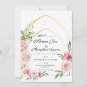 Elegante Blumen-Gold-Arch-Hochzeit Einladung (Vorderseite)