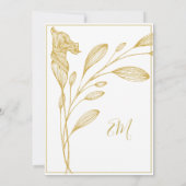 Elegante Blumen Gold Feierliche Hochzeit Einladung (Rückseite)