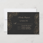 Elegante Blumen Gold Foil Wedding RSVP Karte (Rückseite)