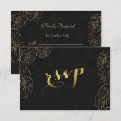 Elegante Blumen Gold Foil Wedding RSVP Karte (Vorne/Hinten)