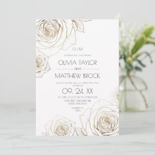 Elegante Blumen Goldene Rose Hochzeit Einladung